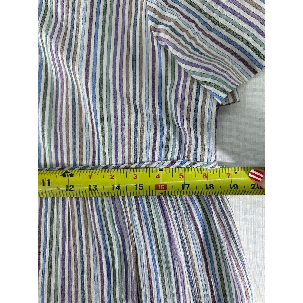 Madewell Womens sz M Striped Crewneck Button-Front Tiered Mini Dress 100% Cotton - Picture 9 of 10